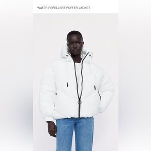Zara white puffer jacket